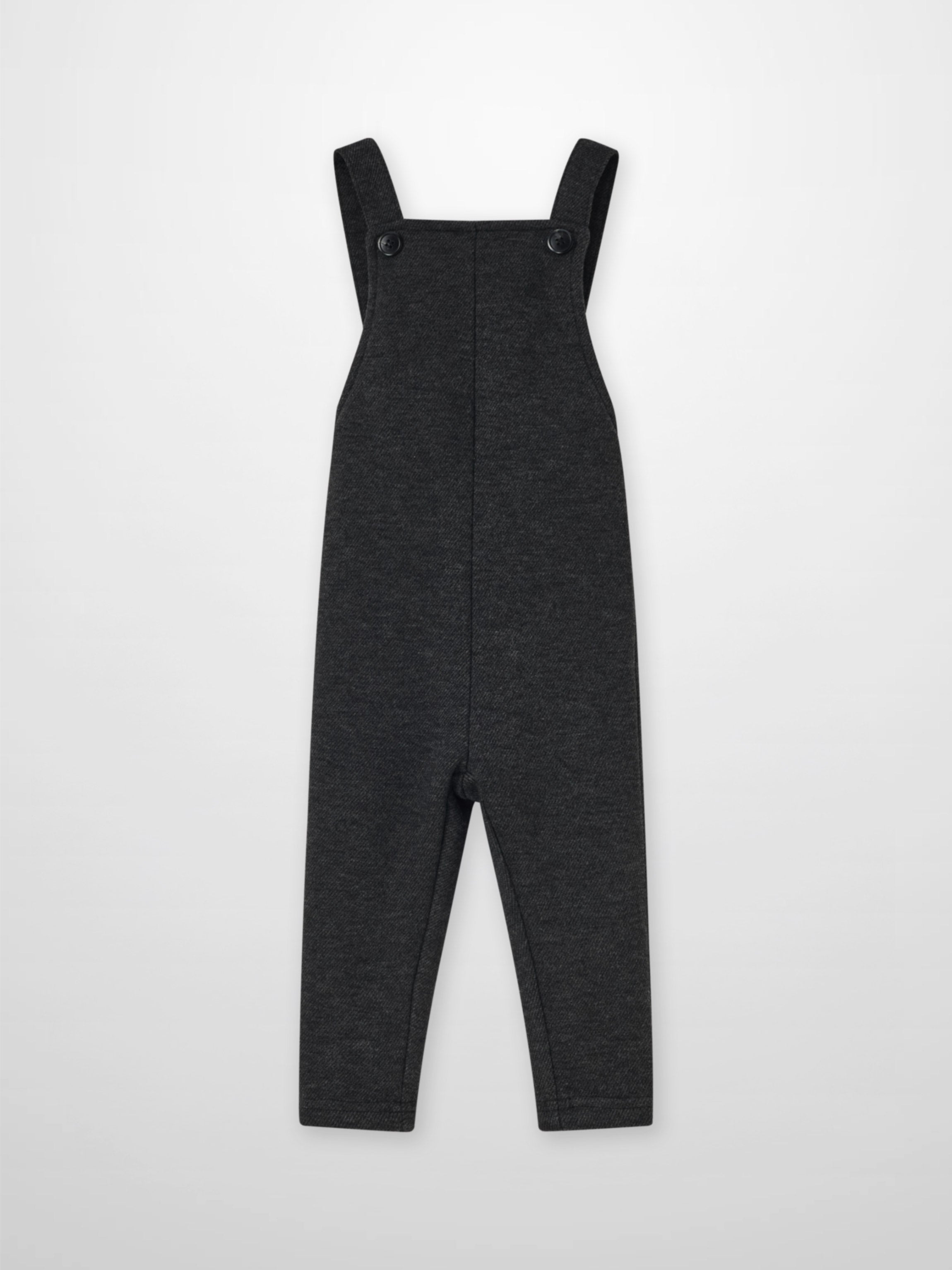 Textured twill overalls for boys in grey by Adee, dressy dungarees with button straps