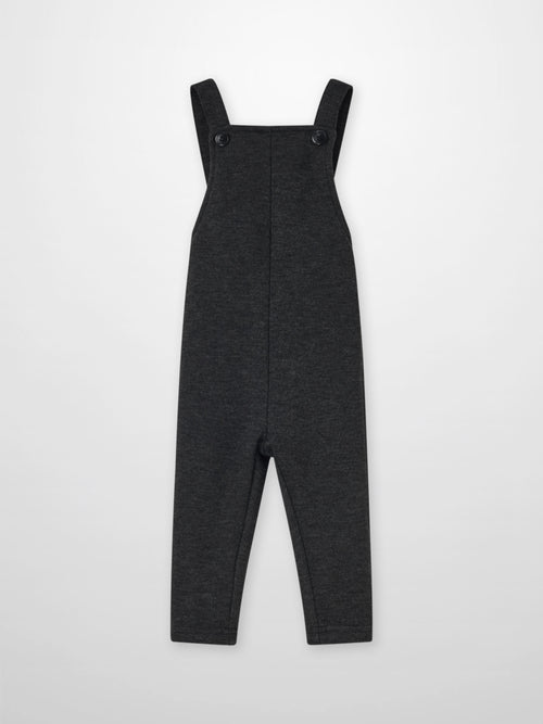 Textured twill overalls for boys in grey by Adee, dressy dungarees with button straps