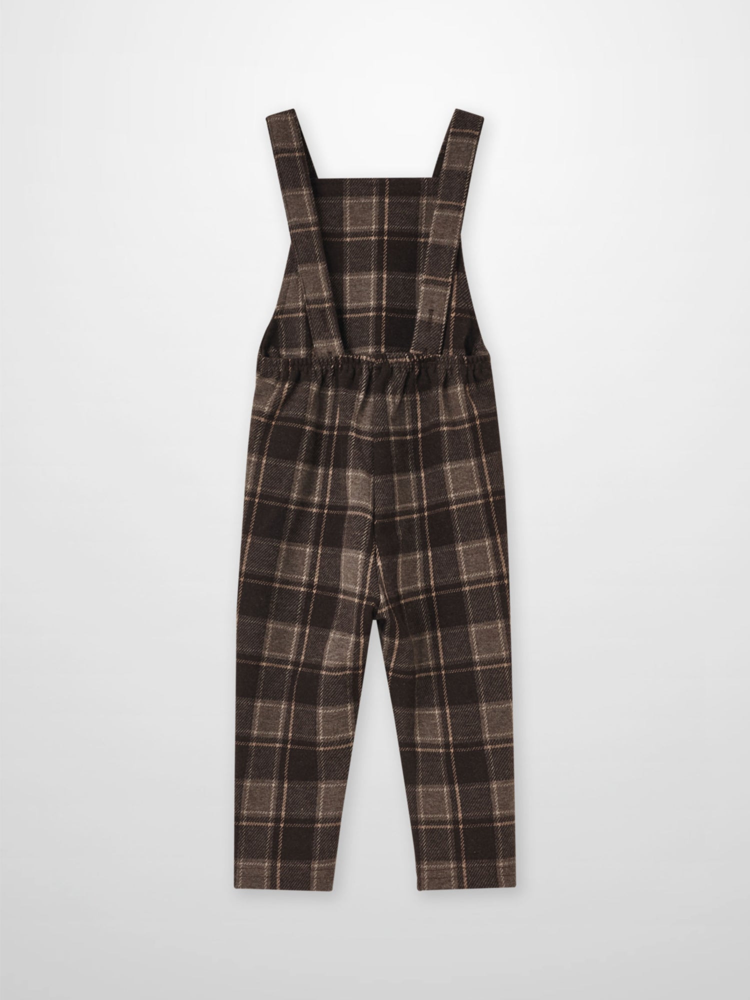 Plaid brown boys overalls dressy with wide straps Adee