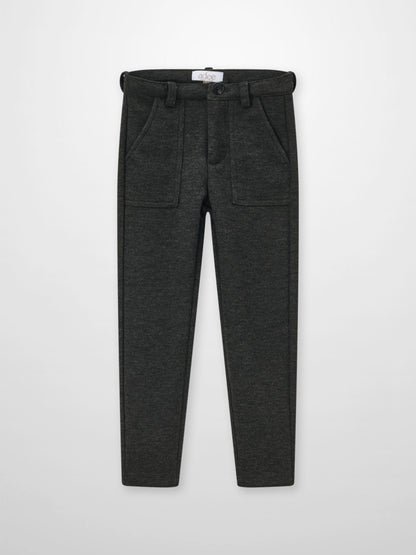 Dress pants for boys in heather grey, Adee brand with belt loops and front pockets.