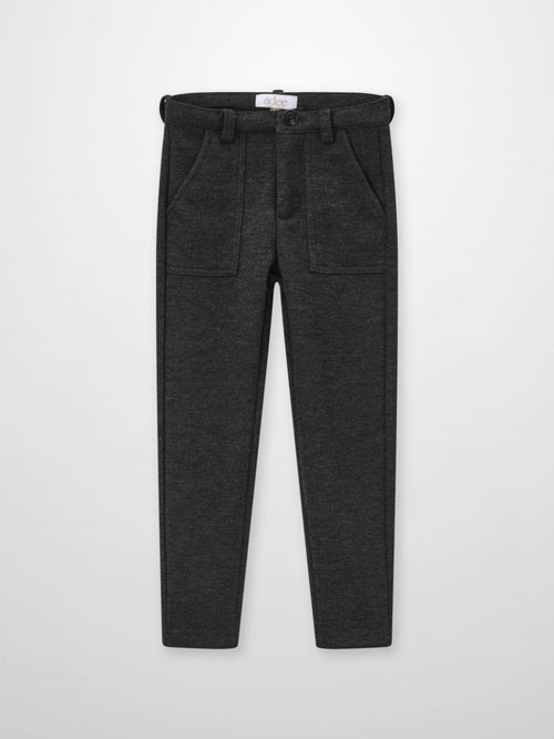 Dress pants for boys in heather grey, Adee brand with belt loops and front pockets.