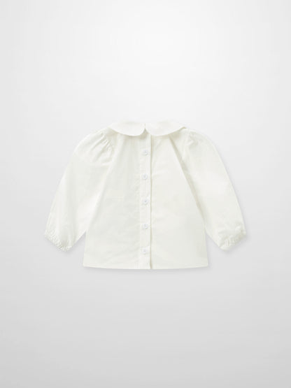 Peter Pan Collar White blouse for girls by Adee; dressy top with front buttons