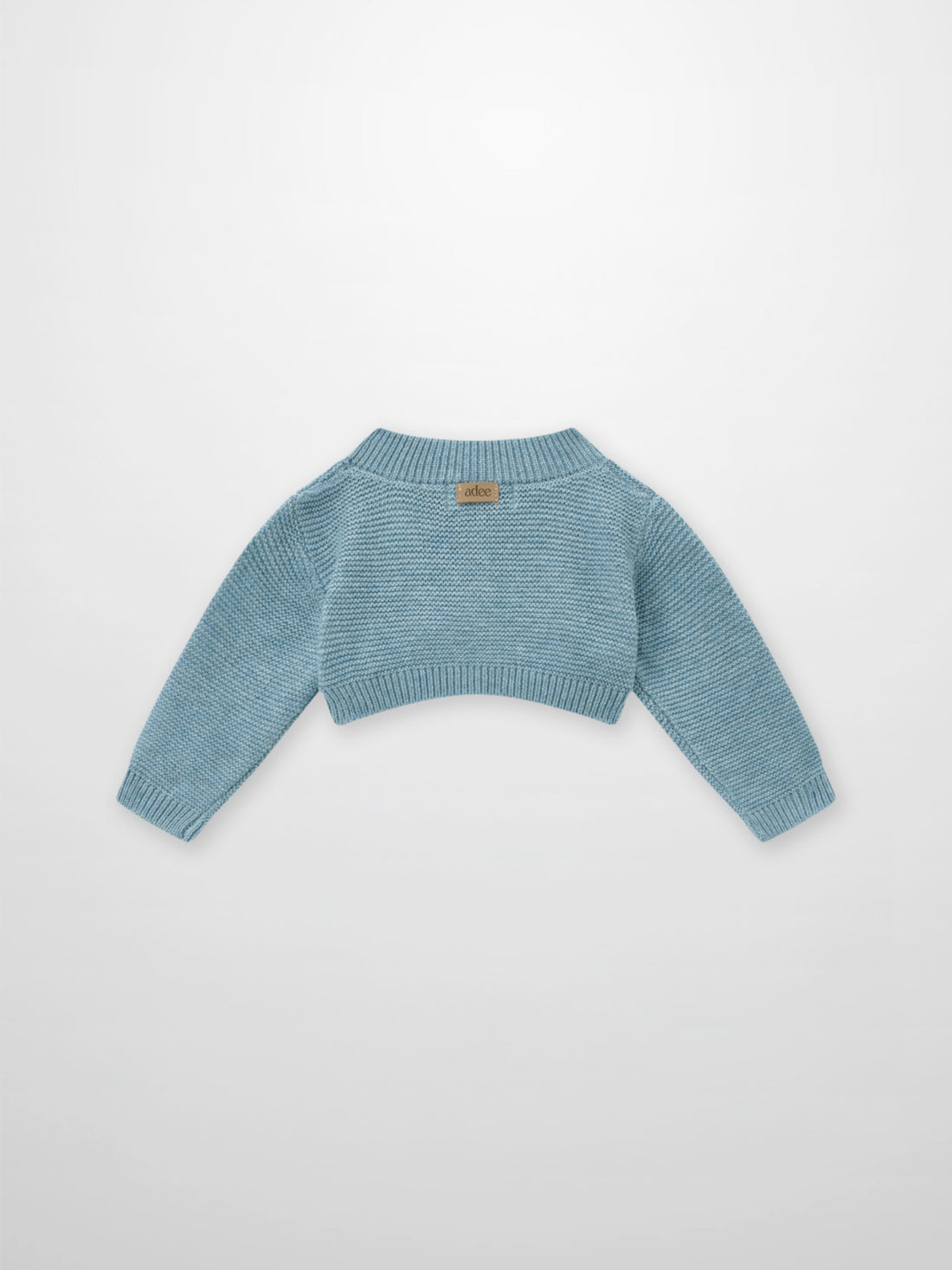 Cropped cardigan, slate blue knit by Adee for boys’ dressy tops