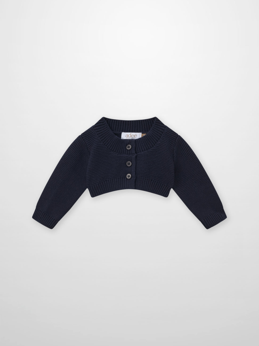 Cropped Cardigan - Navy, Adee unisex dressy knit top with button front.