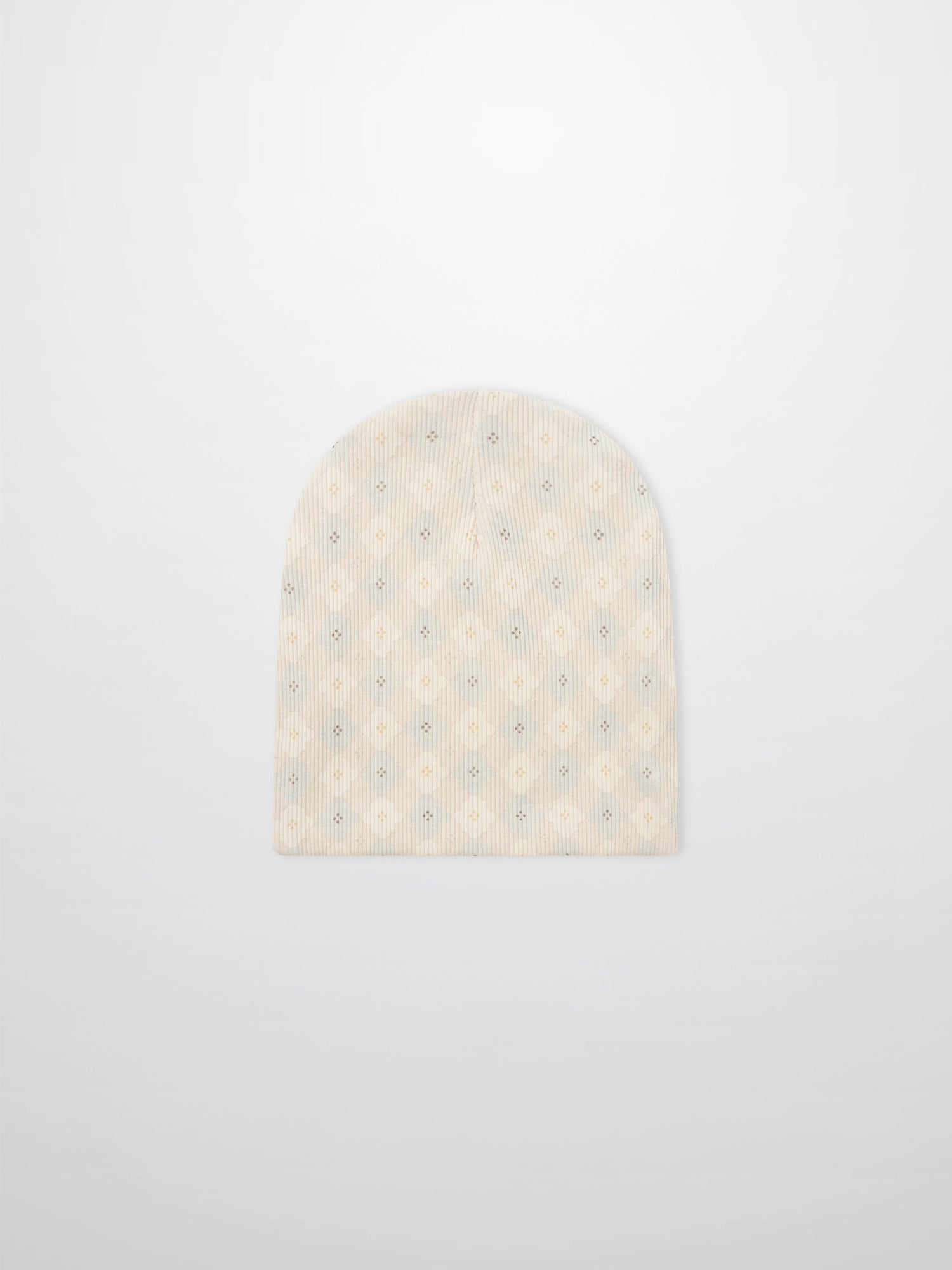 Little Button Beanie - Blue boys knit cap by Adee with small pastel dot pattern