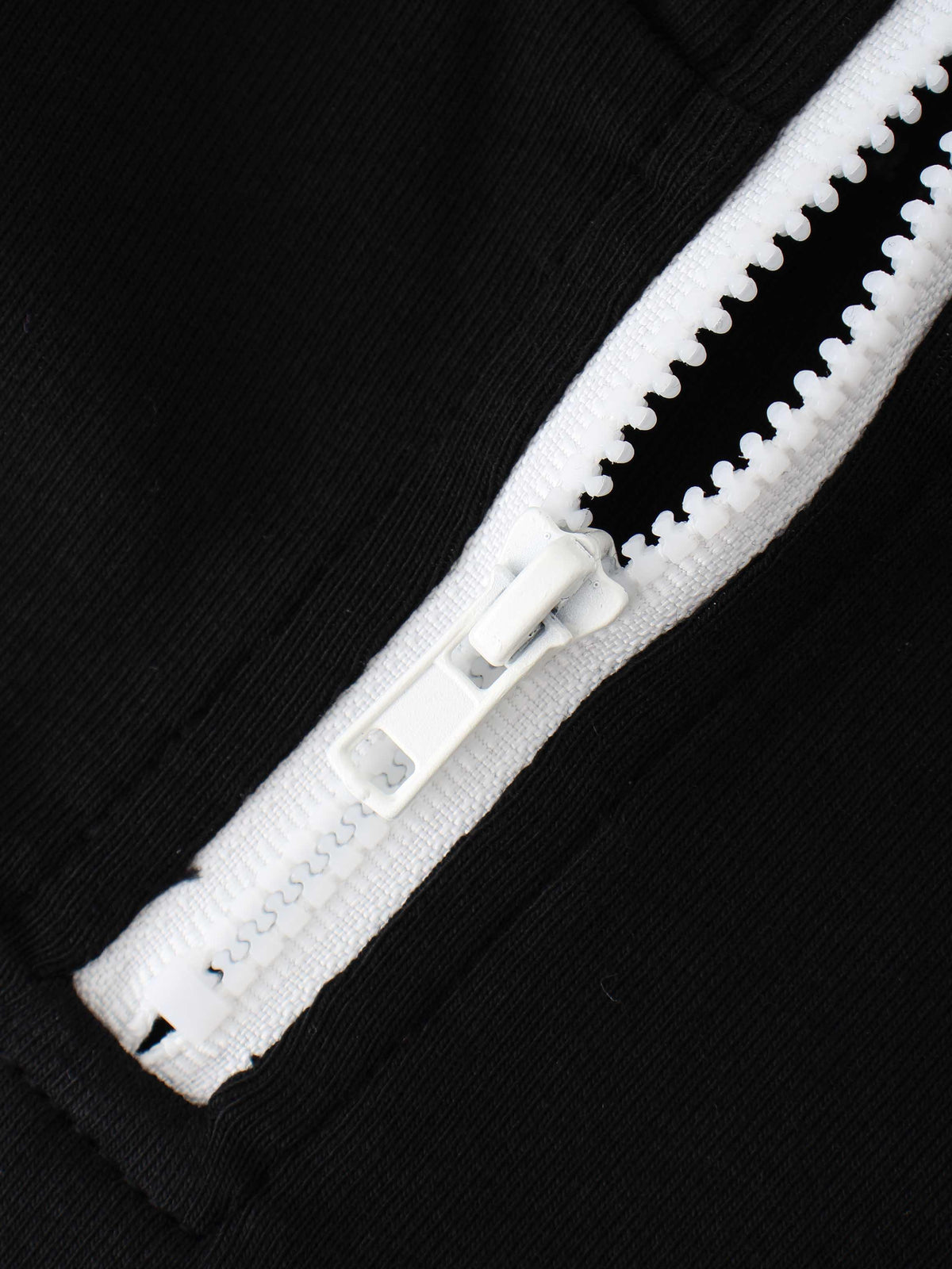 Black sweatshirt with white zipper