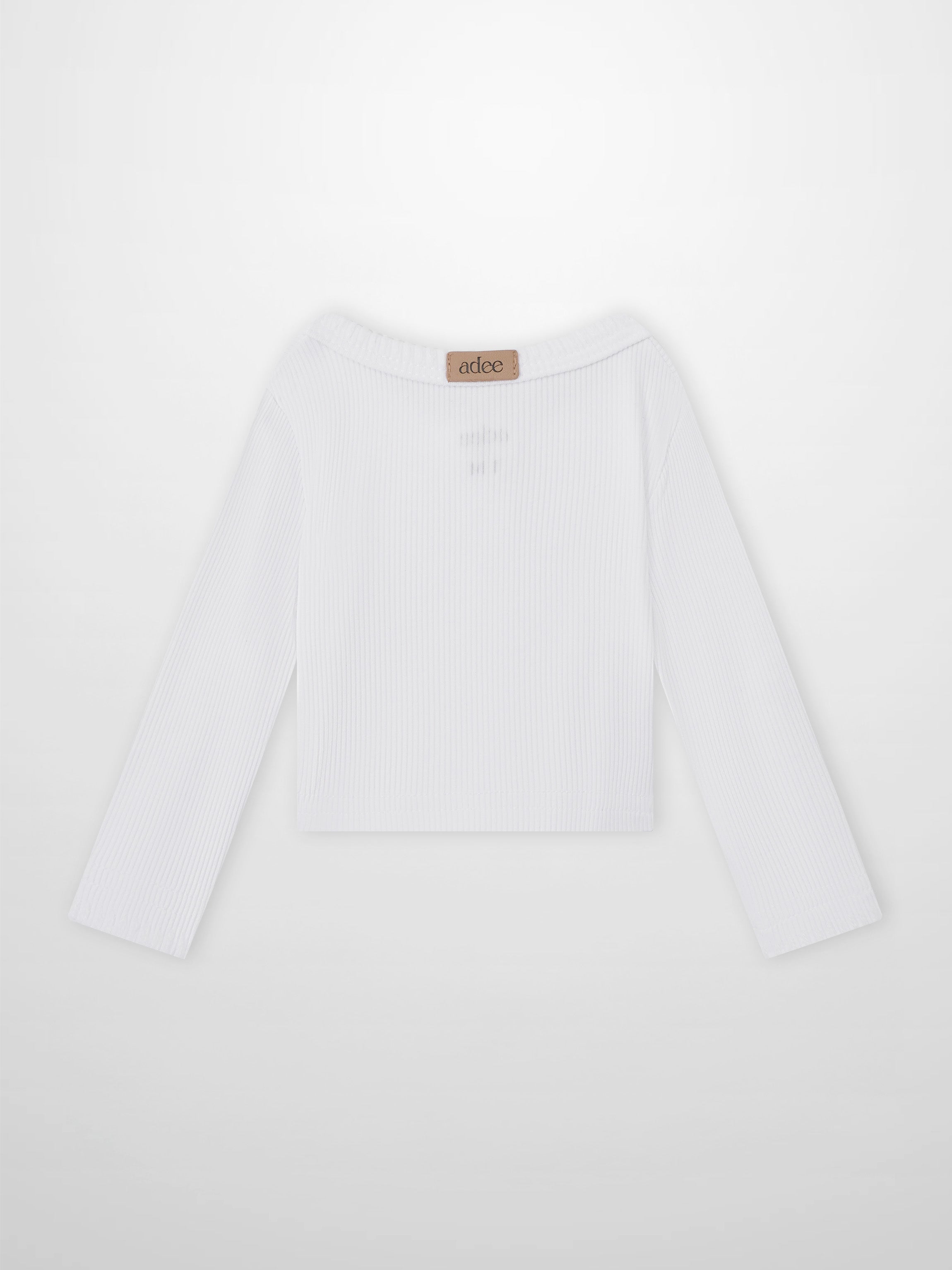 Legacy Stitch Cardigan by Adee in white ribbed knit; unisex dressy top.