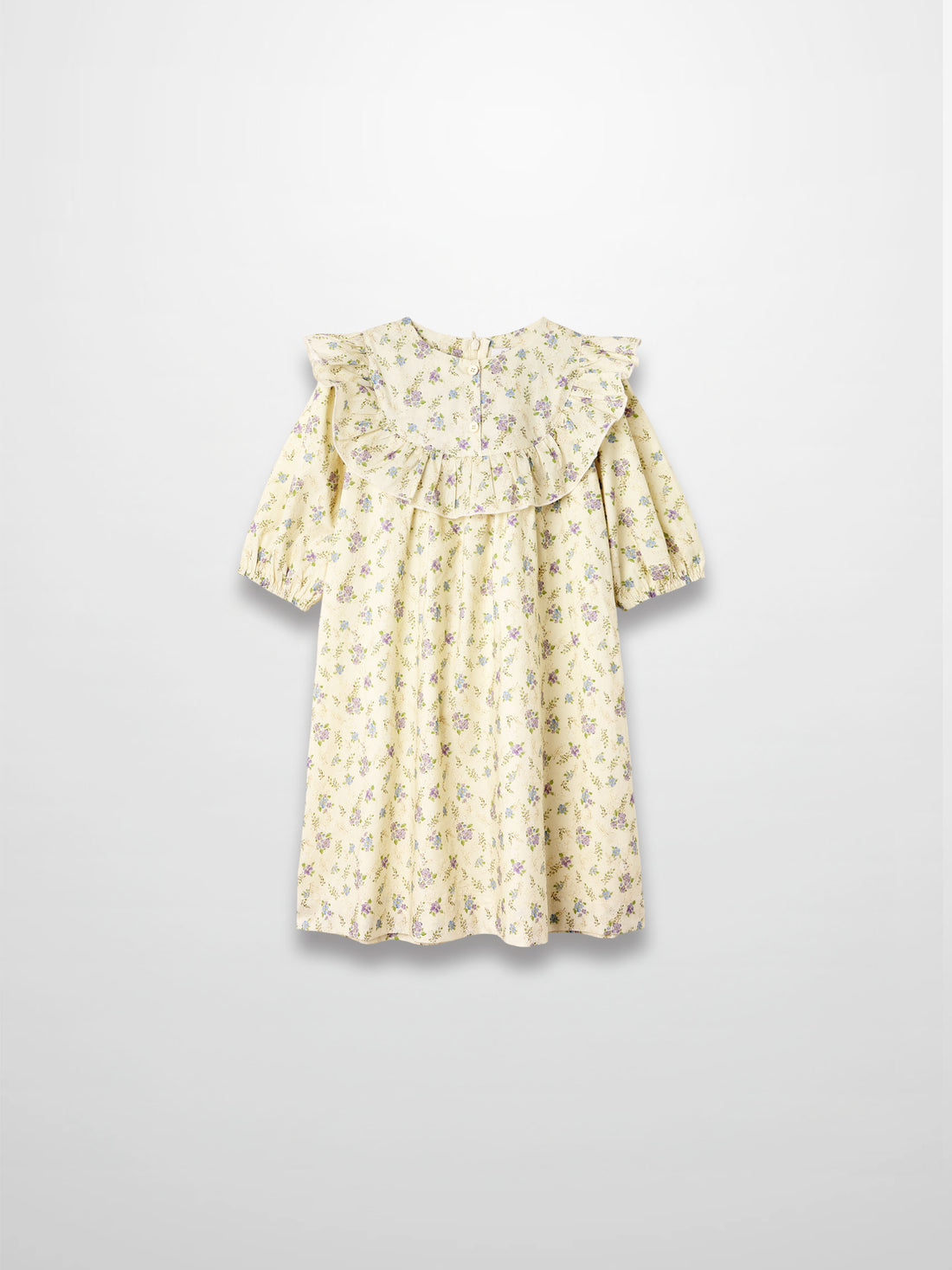 Ivory Flower Dress - 3/4 Sleeve