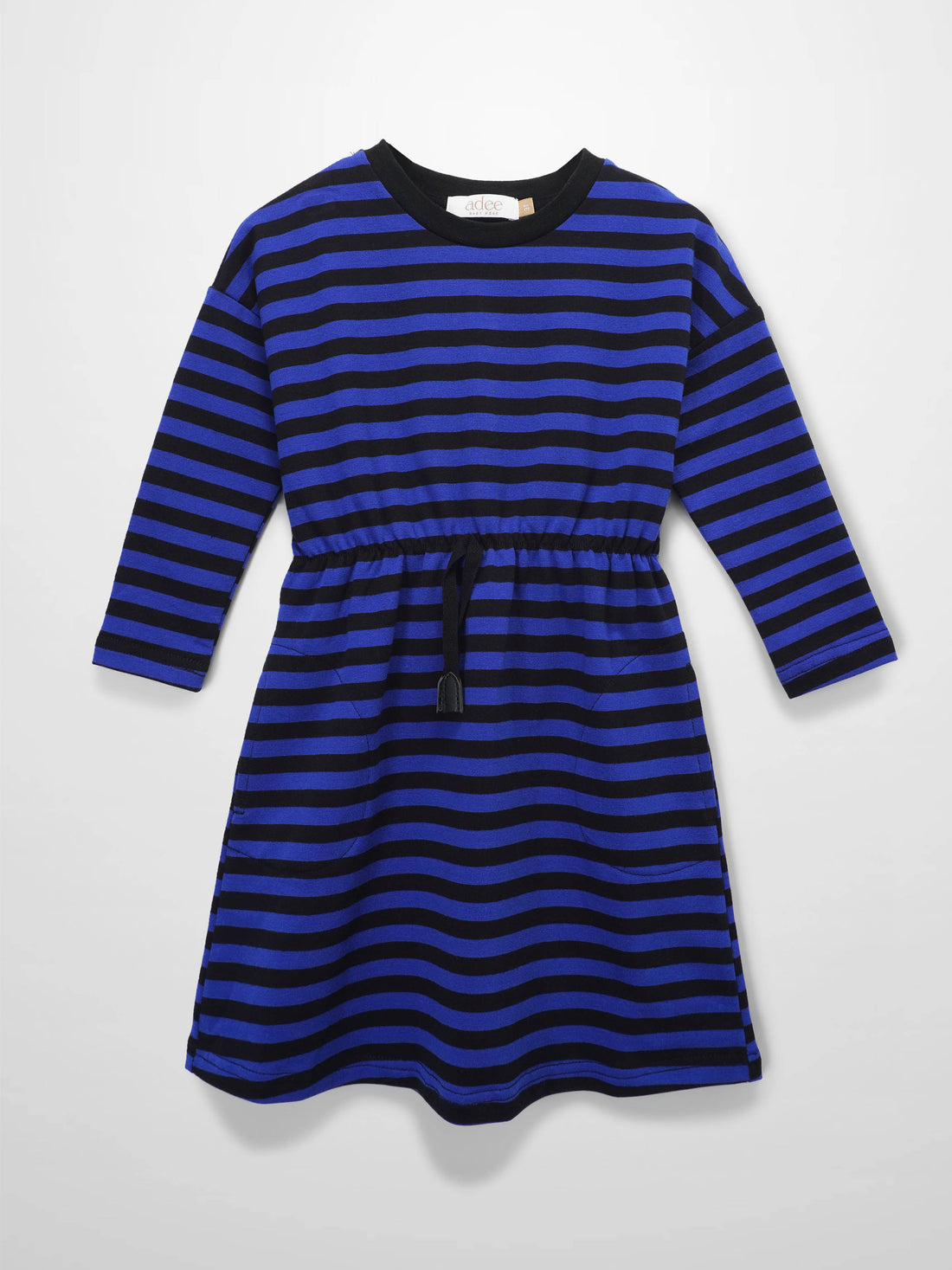 Striped Drawstring Dress - Blue &amp; Black