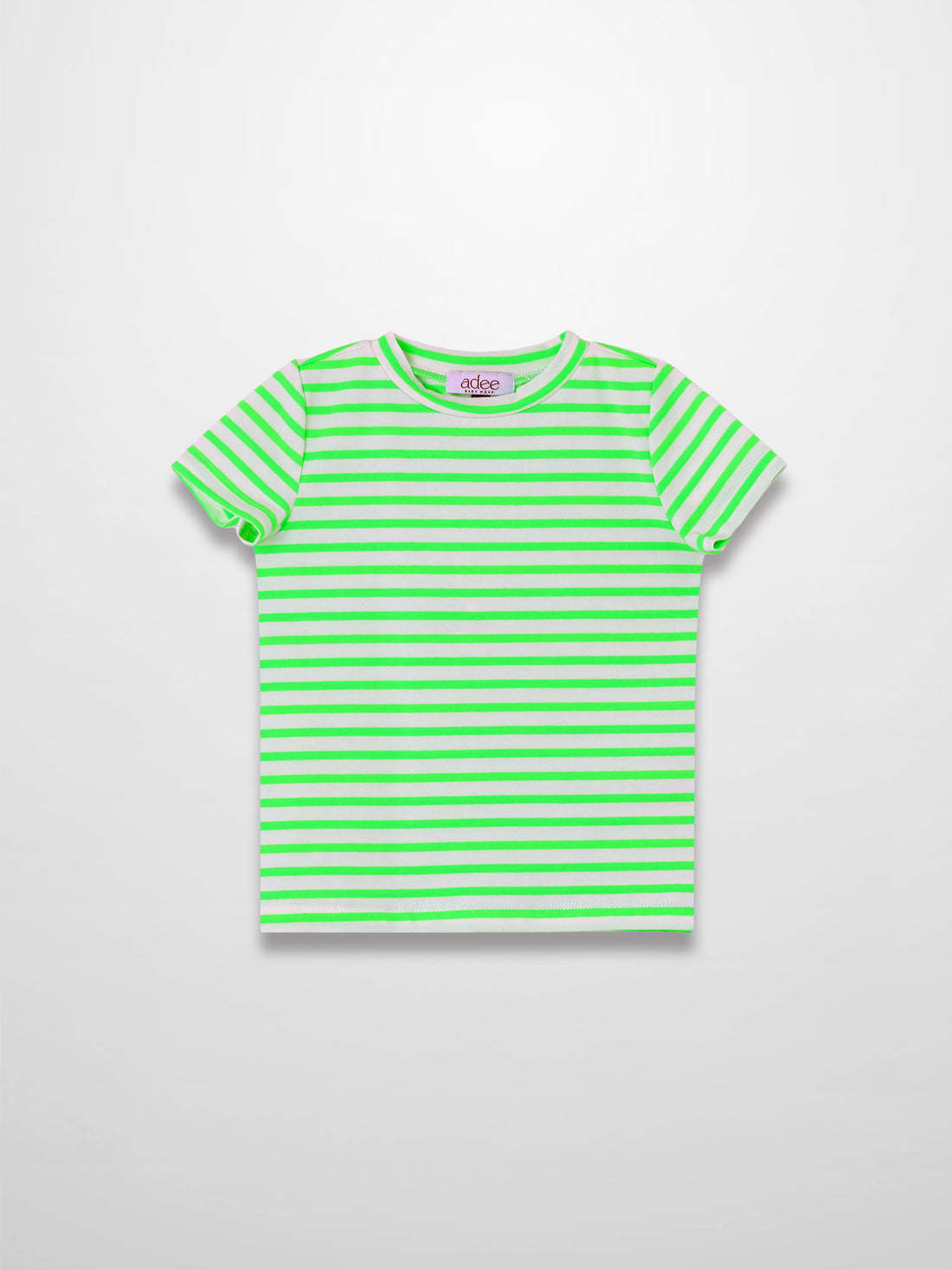 Neon Green Striped Boxy T-shirt  - Short Sleeve