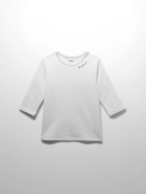 White fitted 3/4 sleeve girls shirts