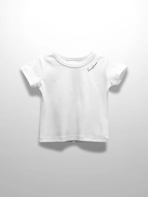 White fitted short sleeve girls shirt