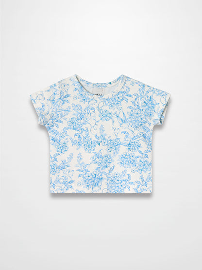 Blue Flowered Short Sleeve T-shirt