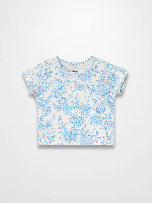 Blue flowered short-sleeve T-shirt for girls by Adee