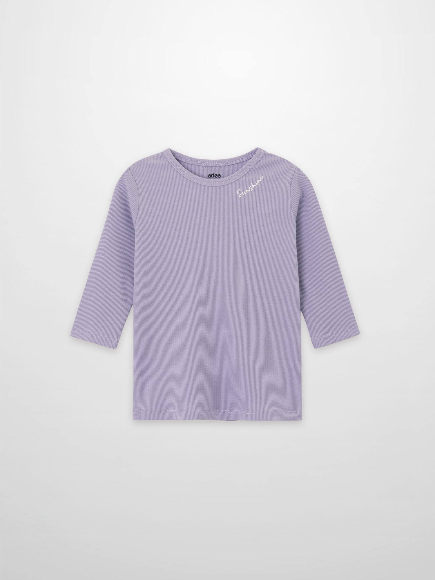 Girls lavender 3/4 sleeve T-shirt with ribbed texture by Adee
