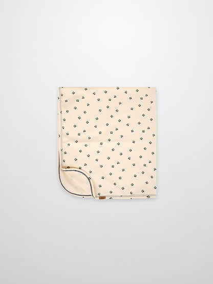 Blue Cherry Blanket, Adee boys swaddle blanket with scattered blue cherry print on cream fabric