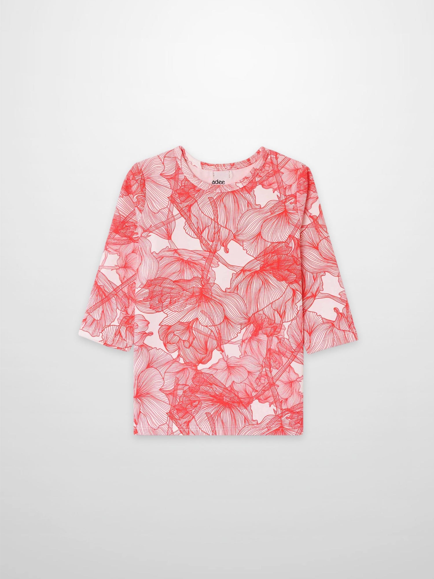 Pink Petal 3/4 Sleeve T-shirt for girls by Adee with pink floral print