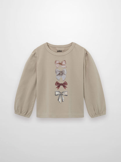 Ribbed Bow Shirt - Taupe