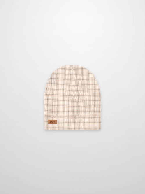 Oatmeal Grid Hat for boys in light blue and brown by Adee