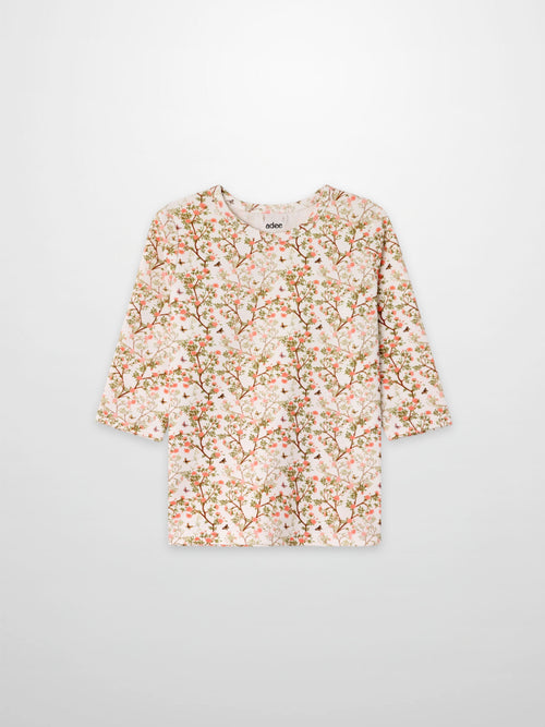 Spring Floral 3/4 Sleeve T-shirt for girls by Adee, pink floral pattern