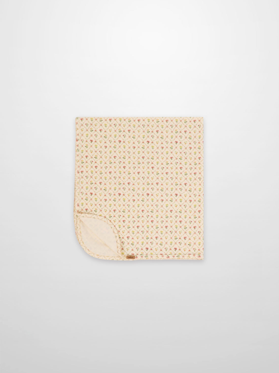 Flower Garden Blanket with Lace swaddle receiving blanket by Adee in pale pink lattice-diamond floral pattern