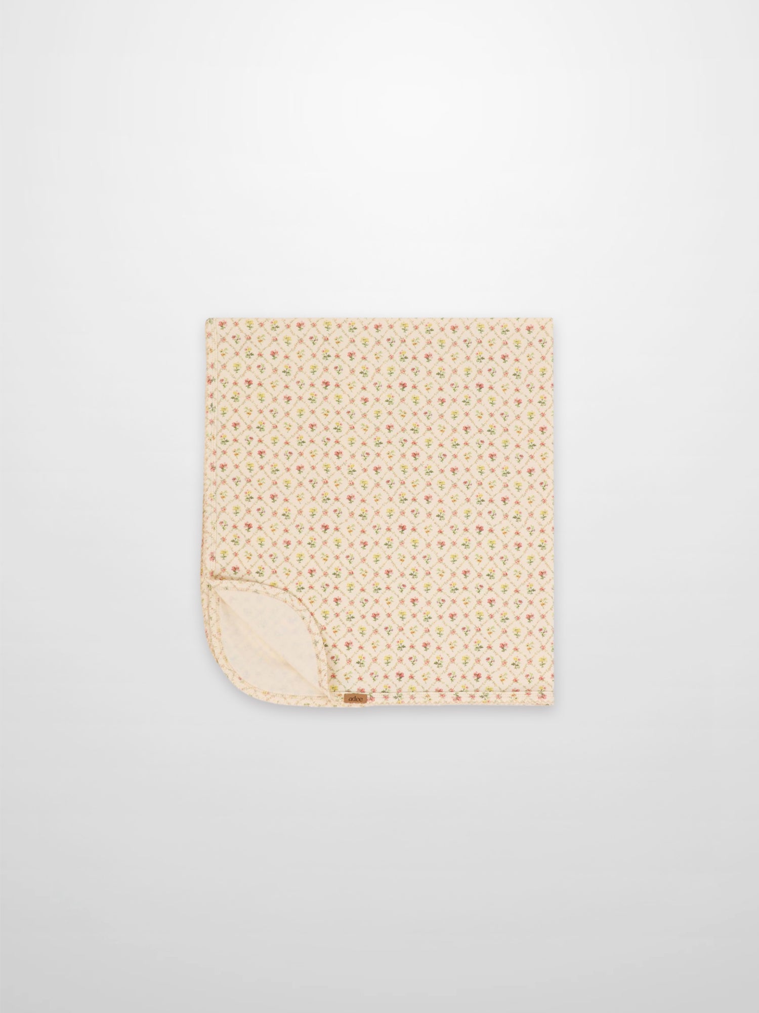 Flower Garden Blanket with Lace swaddle receiving blanket by Adee in pale pink lattice-diamond floral pattern