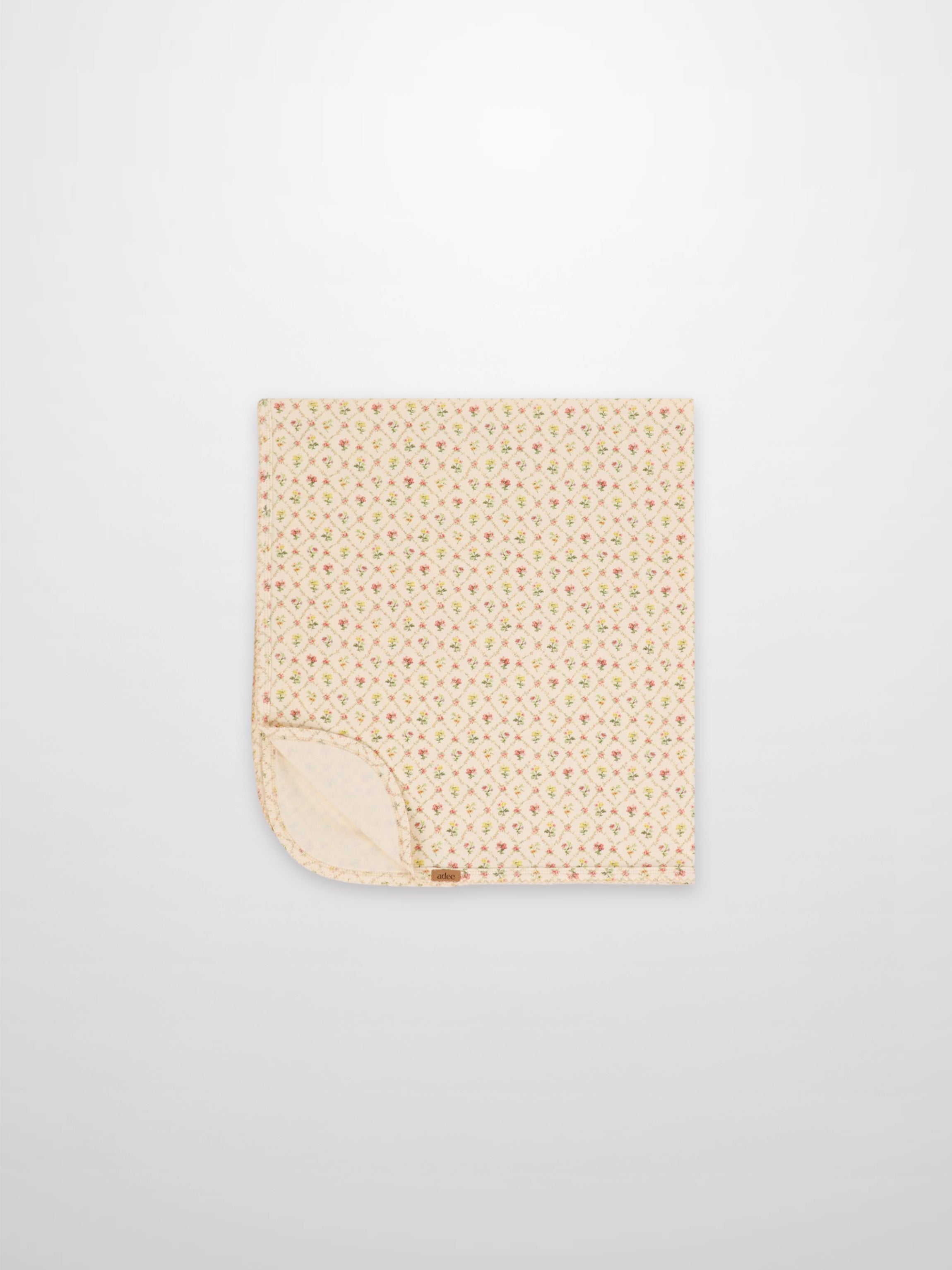 Flower Garden Blanket with Lace swaddle receiving blanket by Adee in pale pink lattice-diamond floral pattern
