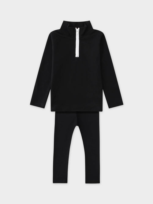 Black sweatshirt legging set with zipper