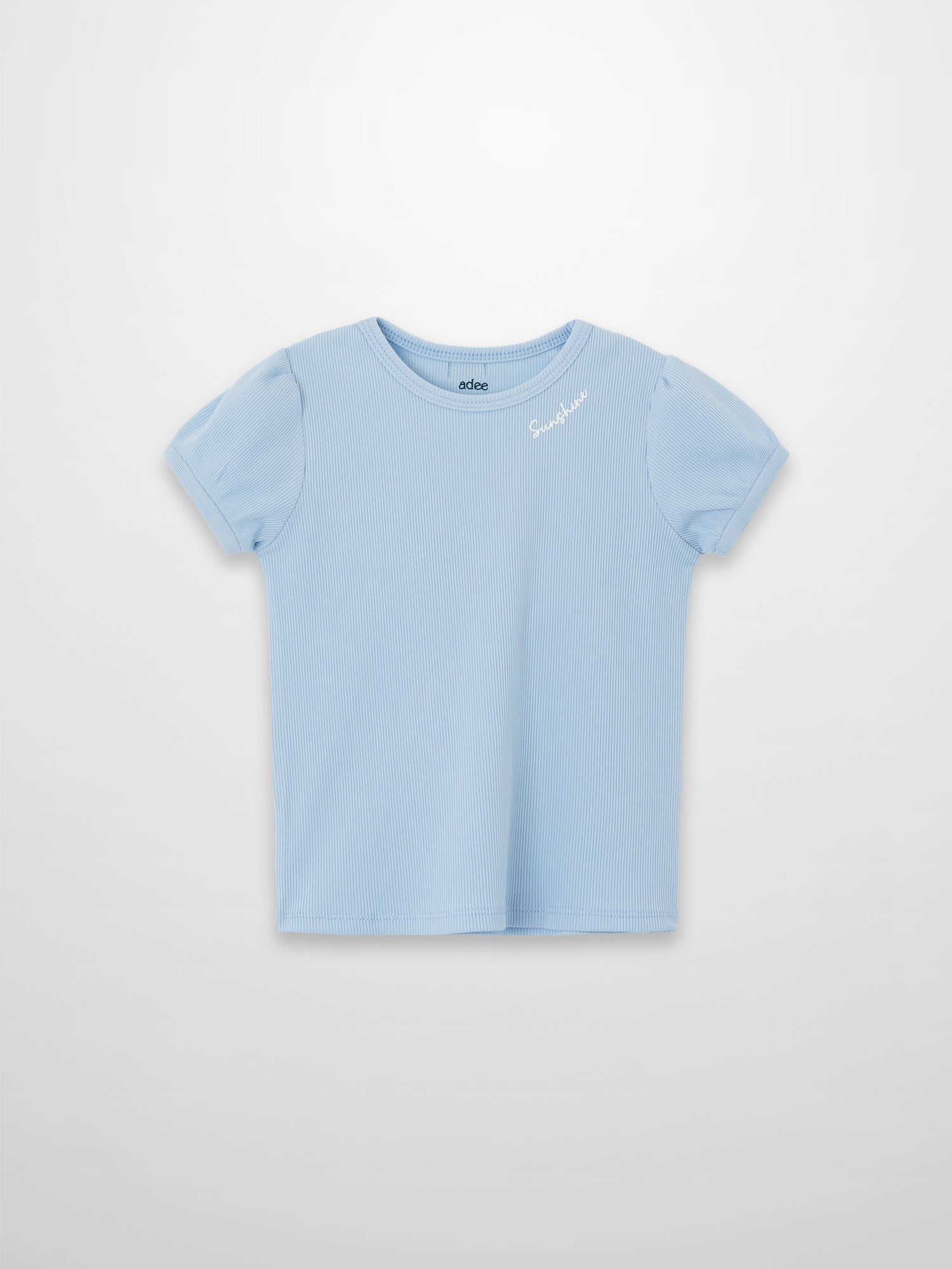 Short Puff Sleeve T-shirt - Light Blue