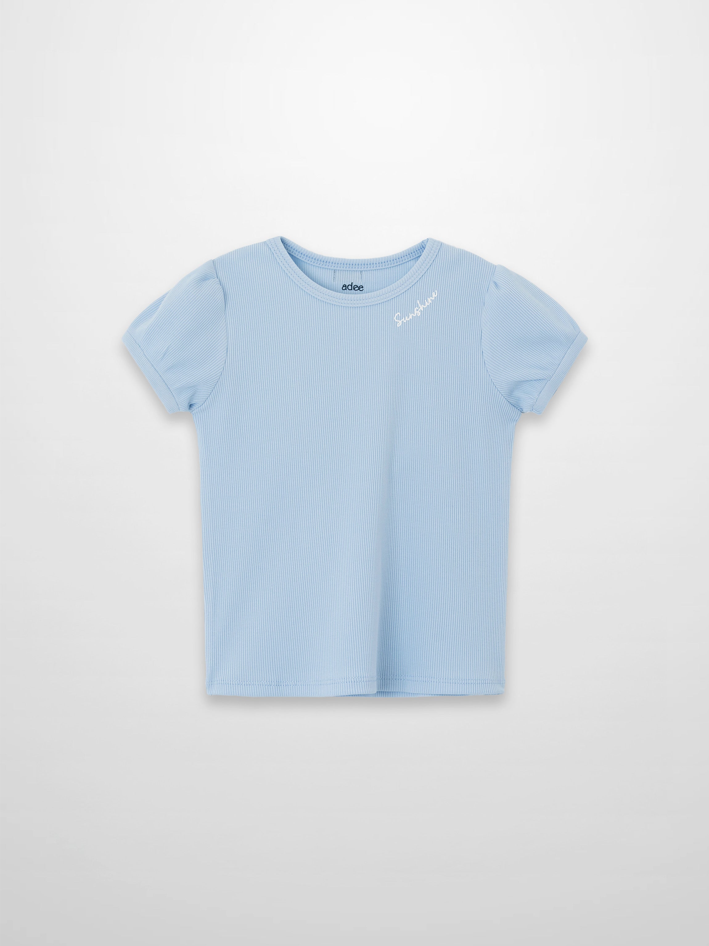 Short Puff Sleeve T-shirt - Light Blue