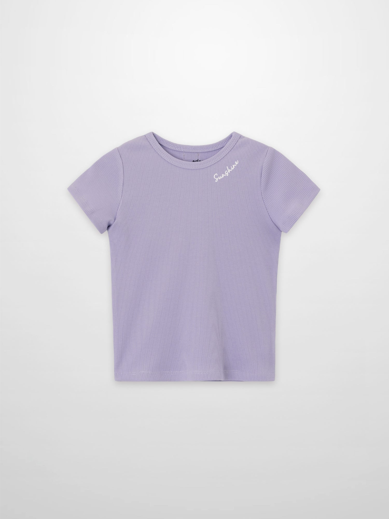 Adee lavender ribbed short-sleeve T-shirt for girls, round-neck design.