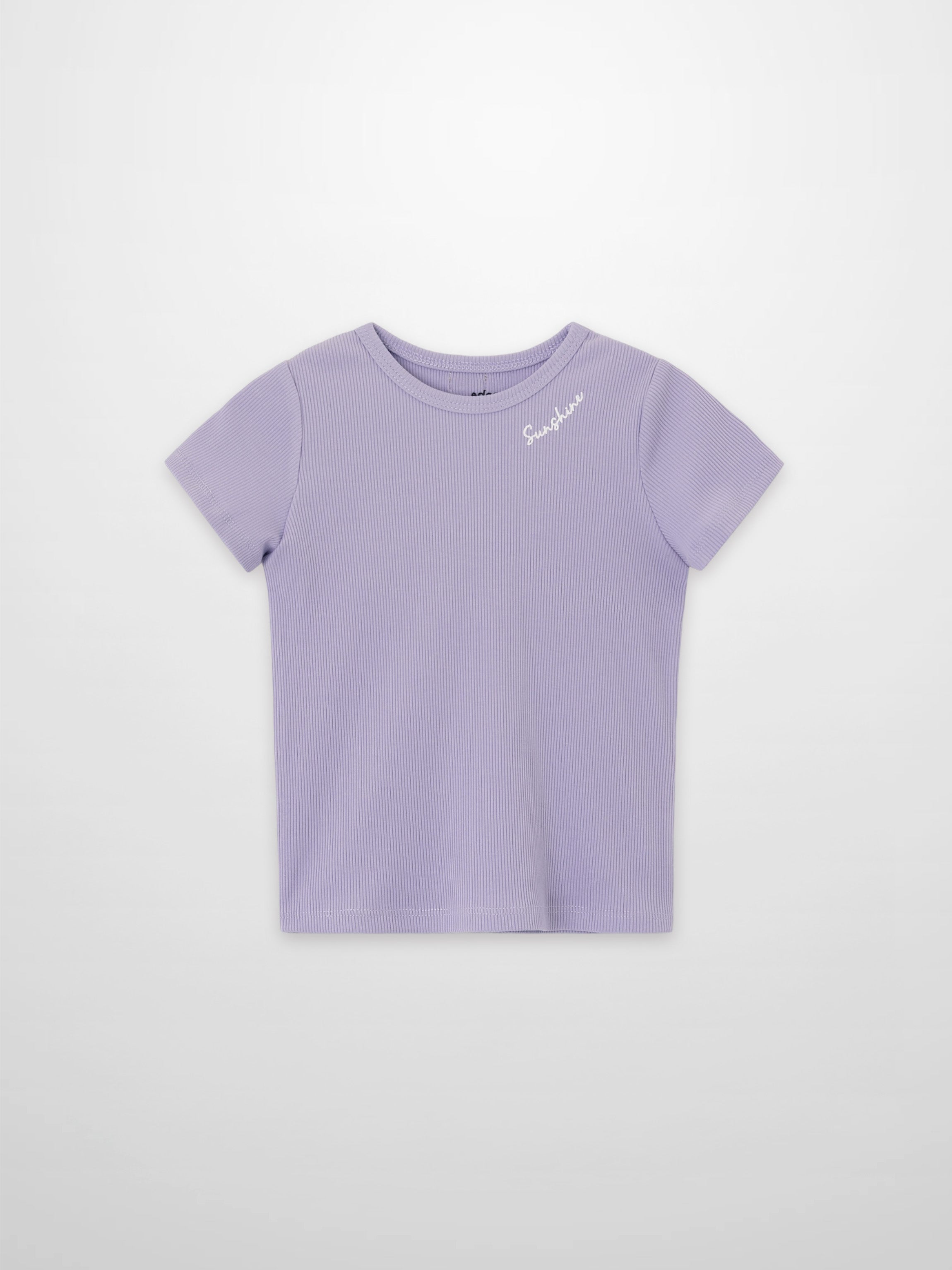Adee lavender ribbed short-sleeve T-shirt for girls, round-neck design.