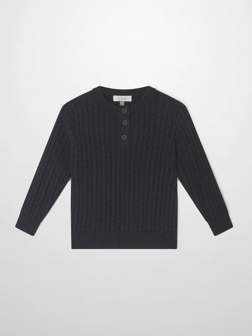 Knit sweater for boys, grey dressy top by Adee, ribbed texture with button placket.