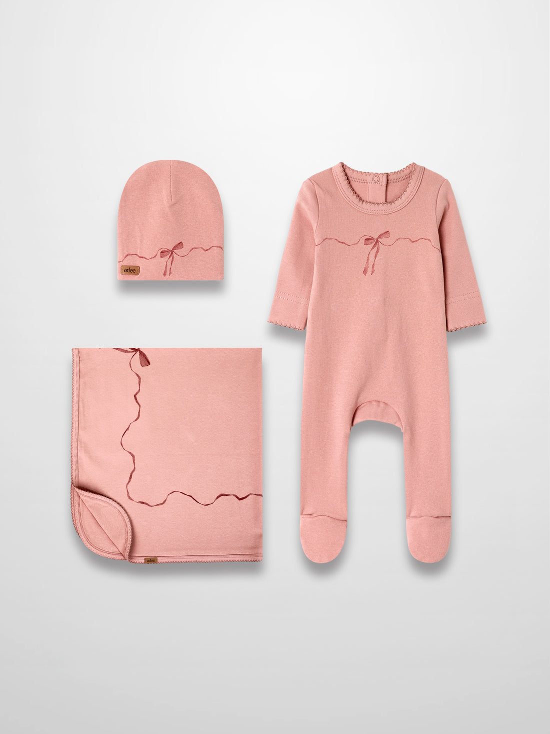 Pink Bow with Lace - Layette Set