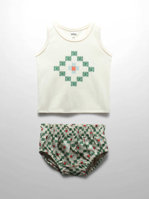 Green Diamond Tank Set Outfit