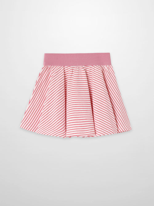 Striped pink skirt for girls by Adee with solid pink waistband