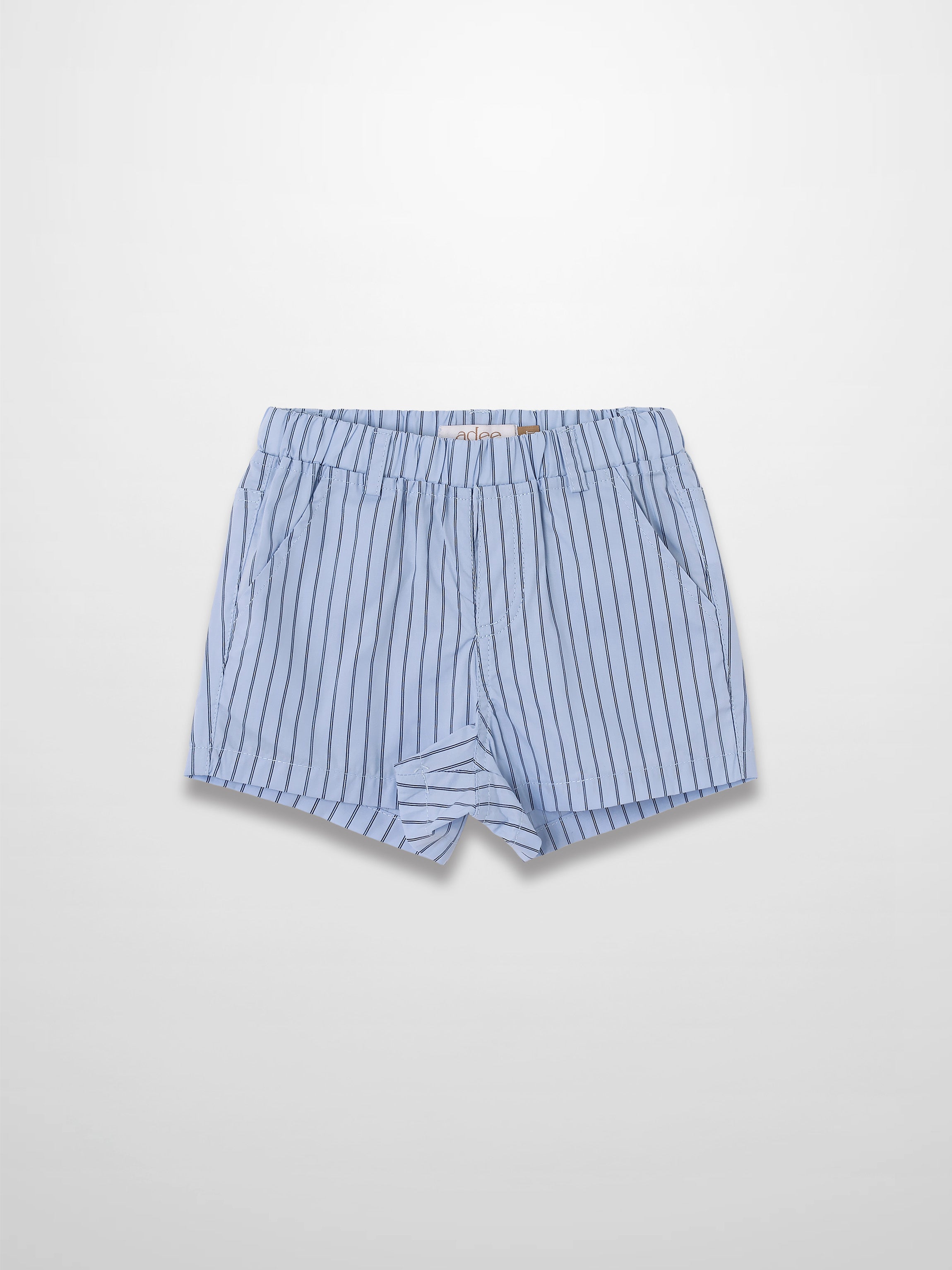 Striped Cotton Shorts - Blue