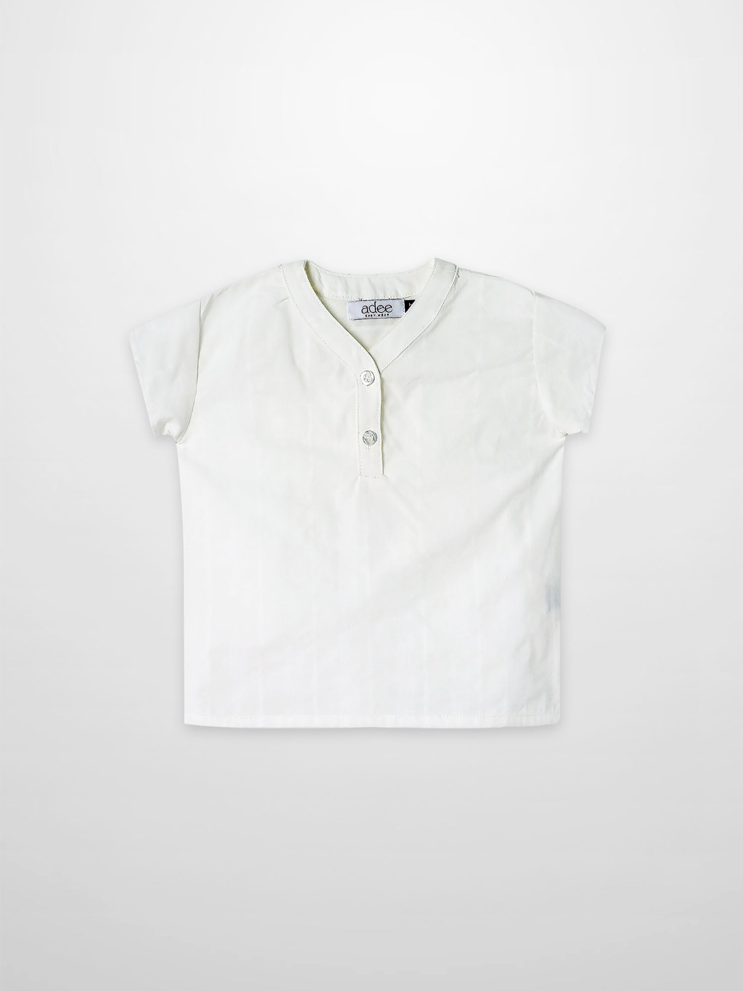 Textured white cotton shirt for boys by Adee; dressy top