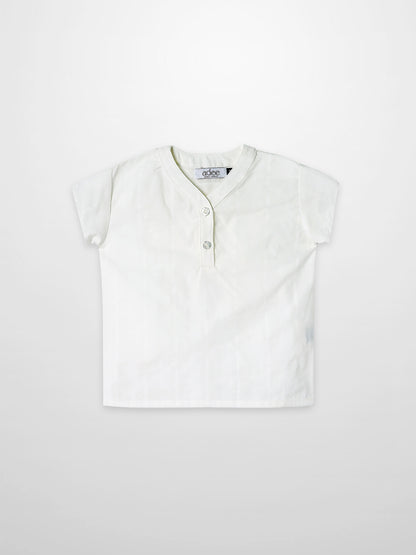 Textured white cotton shirt for boys by Adee; dressy top