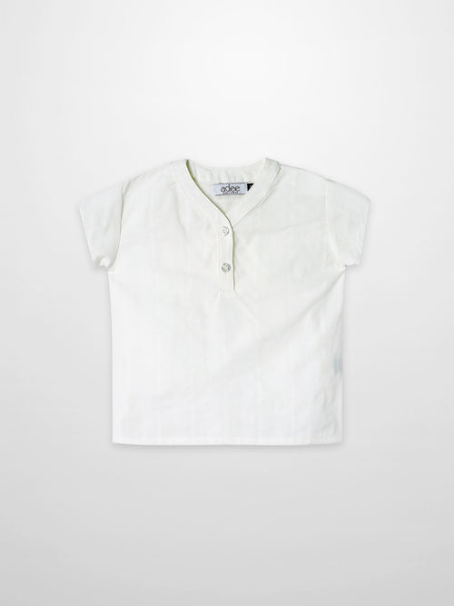 Textured white cotton shirt for boys by Adee; dressy top