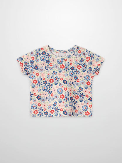 Garden Flower Short Sleeve Shirt, girls&