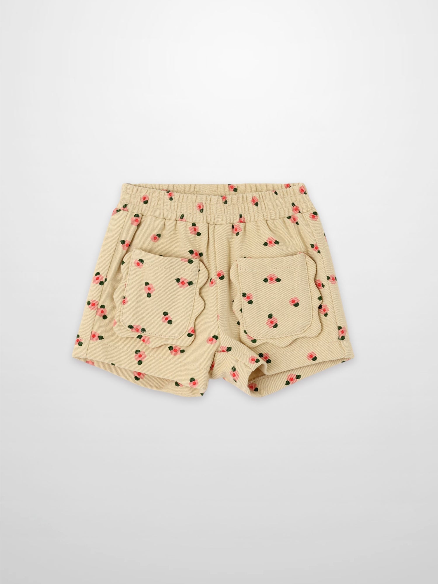 Tan floral girls shorts by Adee with elastic waist and back pockets