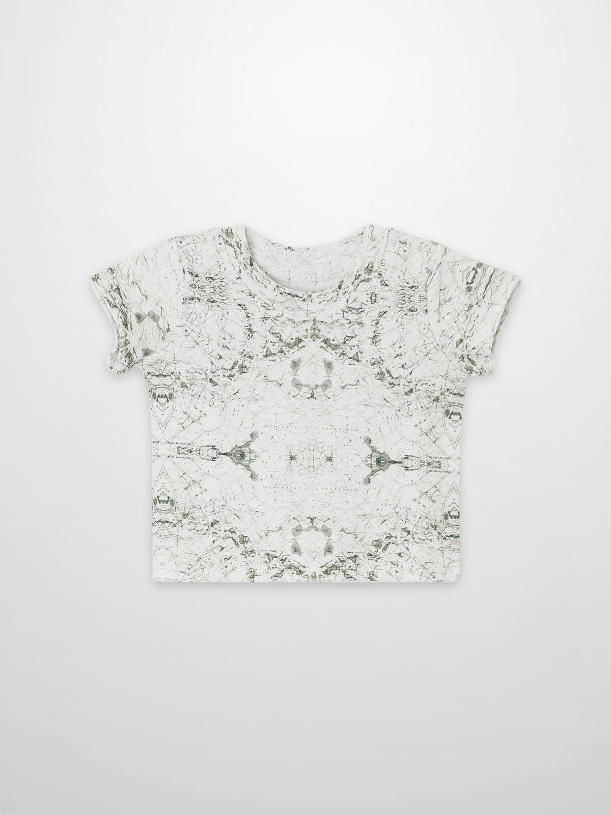 Map T-shirt for boys by Adee; sage green tee with a fine map sketch print