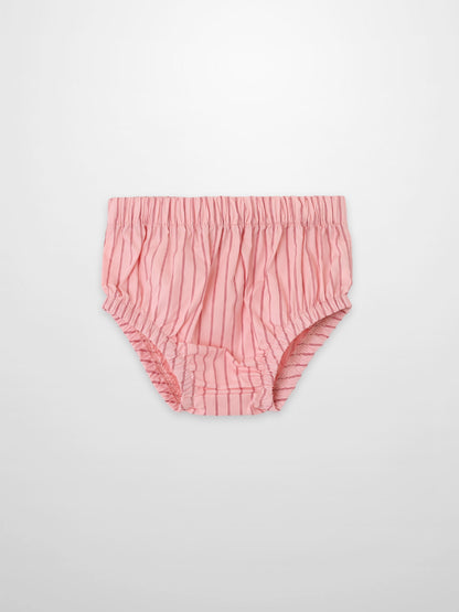 Striped cotton bloomers for girls in pink by Adee, elastic waist