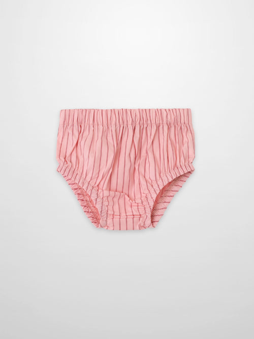 Striped cotton bloomers for girls in pink by Adee, elastic waist