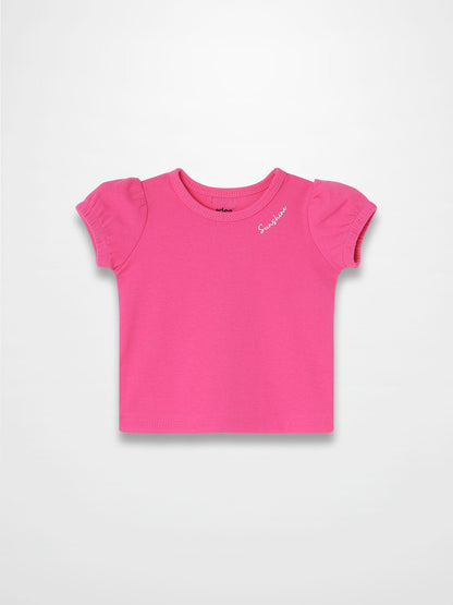 Short Sleeve Bubble T-Shirt - Pink