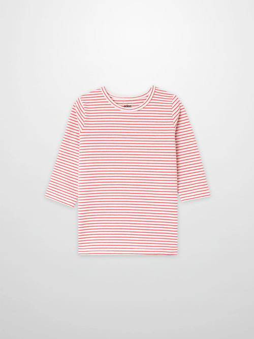 Pink striped 3/4 sleeve T-shirt for girls by Adee brand