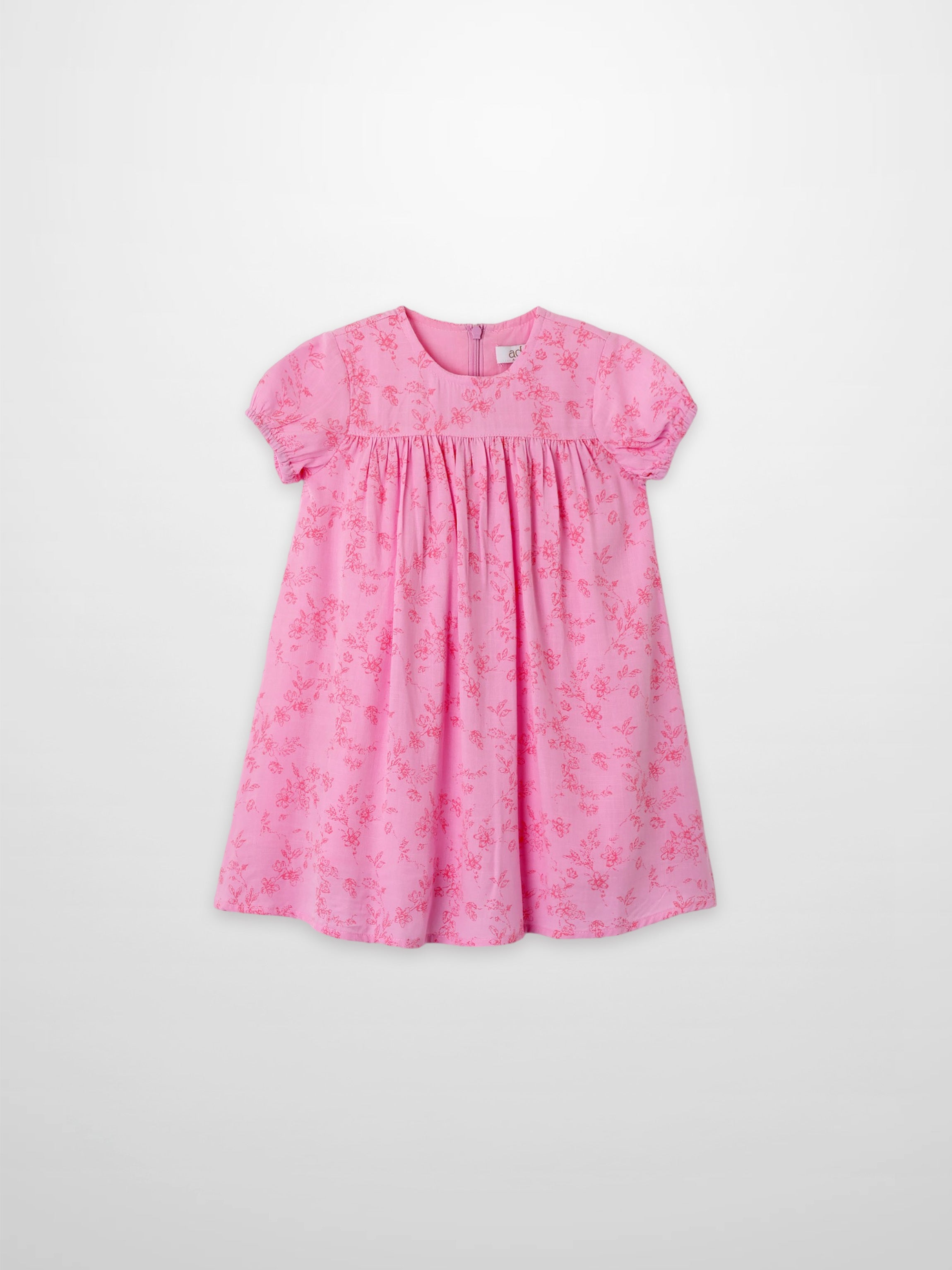 Adee pink floral print dress for girls, dressy short-sleeve style