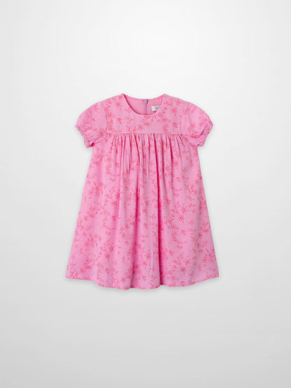 Adee pink floral print dress for girls, dressy short-sleeve style