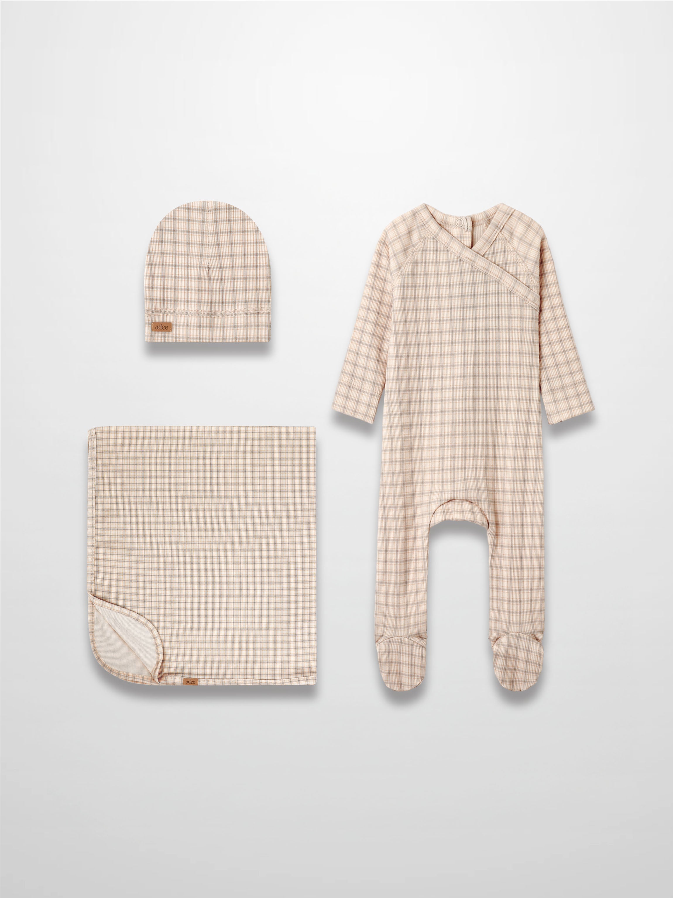 Oatmeal Grid Blue - Layette Set